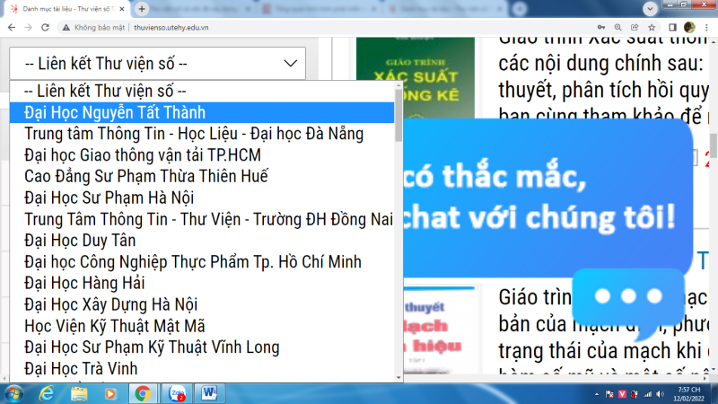 danh sach truong lien ket thu vien so dlib