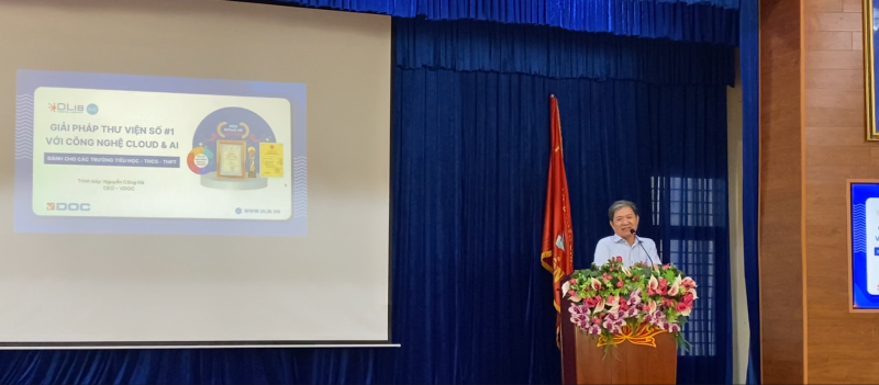 Ông Nguyễn Văn Trực phát biểu khai mạc buổi hội thảo - Phó trưởng Phòng Giáo Dục và Đào Tạo huyện Châu Đức