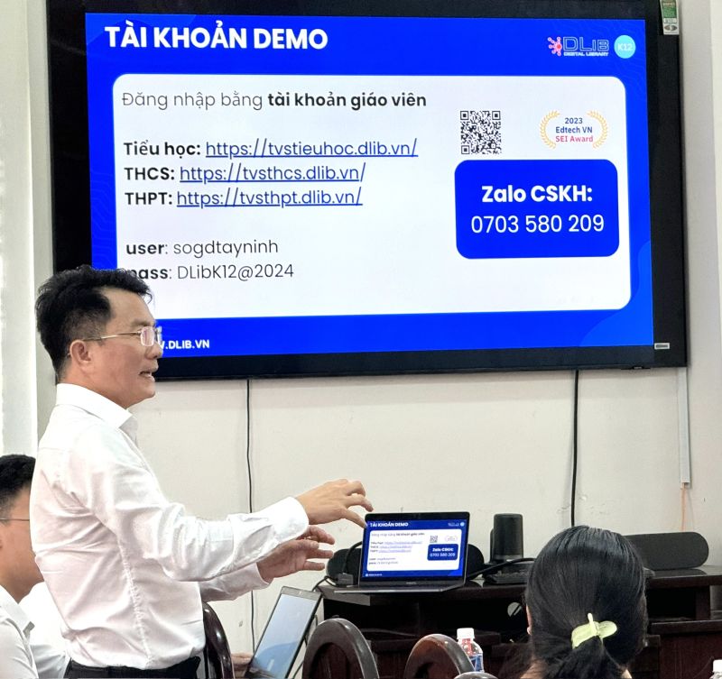 Công ty VDOC cung cấp tài khoản demo để các cán bộ trải nghiệm sử dụng  Thư viện số DLib K12