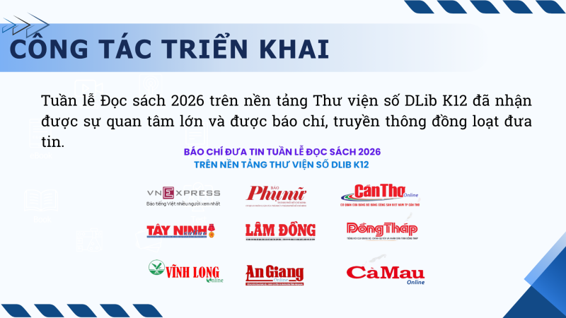Các trang báo lớn đồng loạt đưa tin về Tuần lễ Đọc sách năm 2026 trên Thư viện số DLib K12